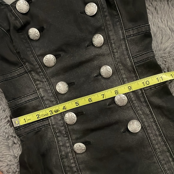 Bebe Black Stretch Denim Doublebreasted Button Minidress - Picture 9 of 12